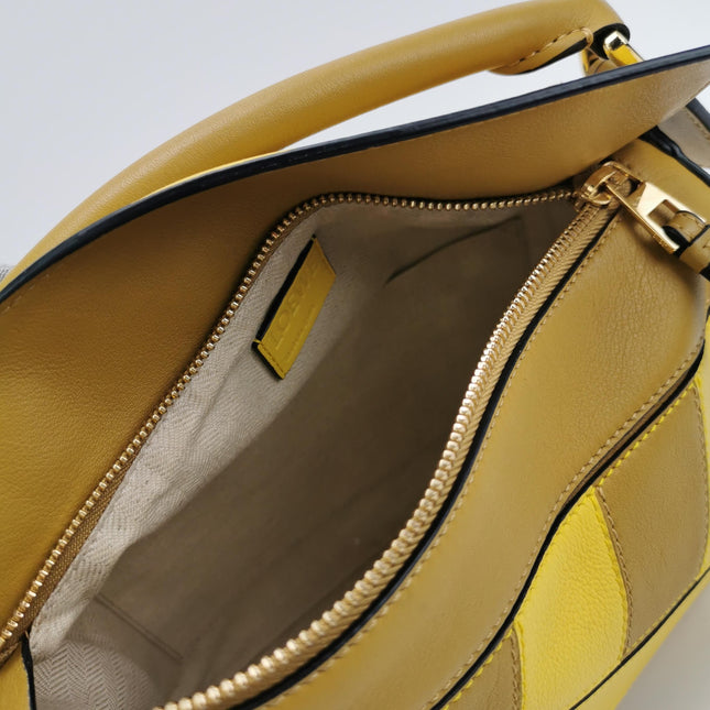 Loewe Puzzle Small Yellow Brown Stripes Crossbody Bag