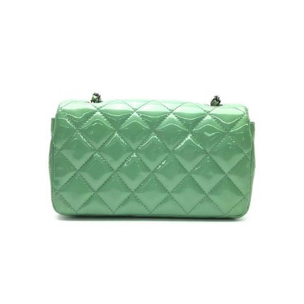Sold Chanel Classic Flap Super Mini Green Patent Leather Silver Chain