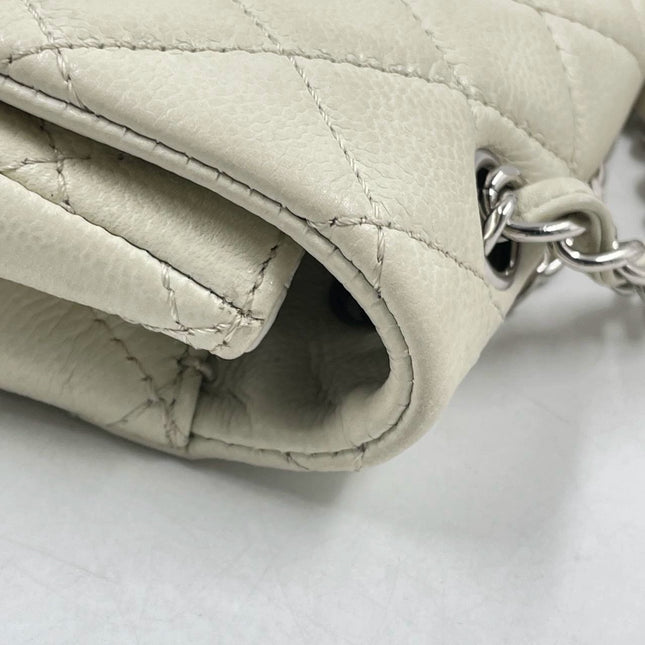 Sold Chanel Classic Flap Maxi Milk White Caviar Leather Silver-tone Hardware Giant CC Logo