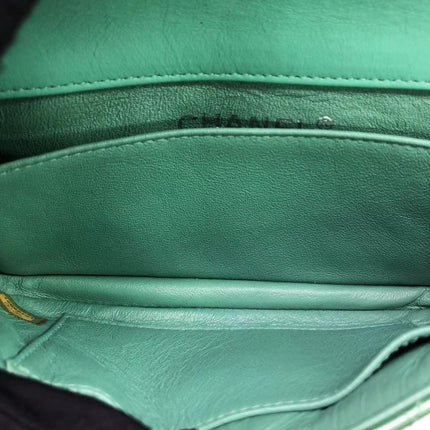 Sold Chanel Classic Flap Super Mini Green Patent Leather Silver Chain