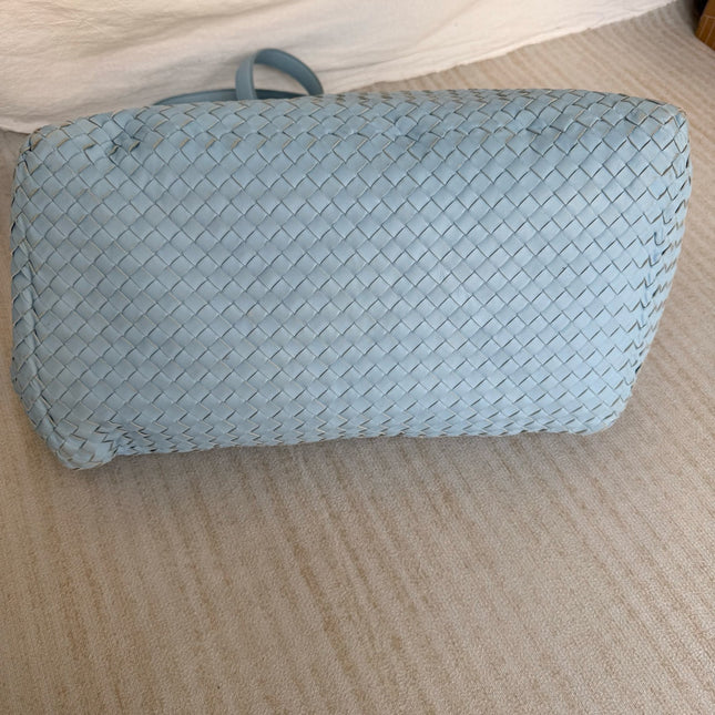 Bottega Veneta Cesta Shopper Tote Intrecciato Blue Leather Medium 40cm