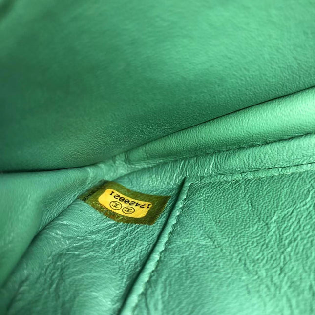 Sold Chanel Classic Flap Super Mini Green Patent Leather Silver Chain