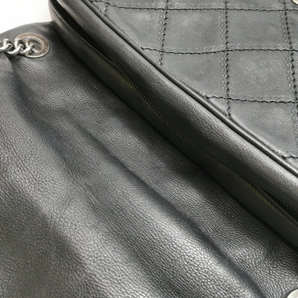 Chanel 2013 Paris-Edinburgh Large Black Flap Calfskin Leather Shoulder Bag