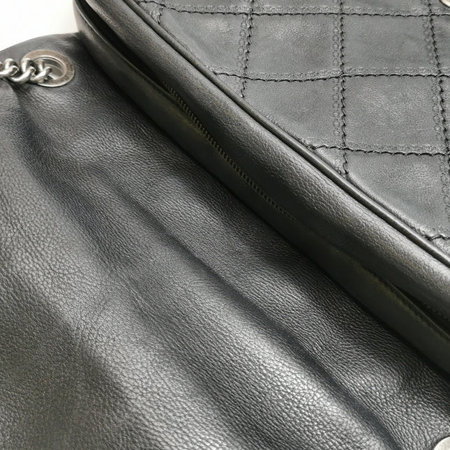 Chanel 2013 Paris-Edinburgh Large Black Flap Calfskin Leather Shoulder Bag