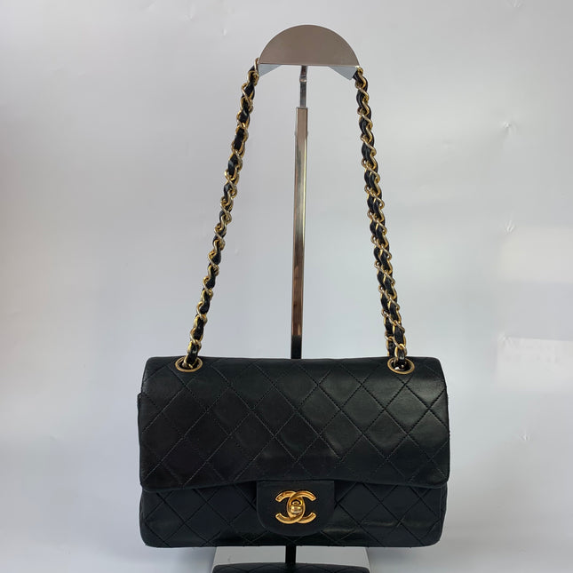 Chanel Classic Flap Vintage Black Lambskin Leather with 24k Gold Hardware, 1989-1991