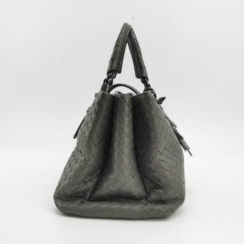 Bottega Veneta Roma Handbag Intrecciato Nappa Leather Grey Small 30cm