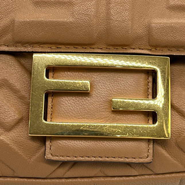Sold FENDI Baguette Camel Leather 3D FF Motif Crossbody bag