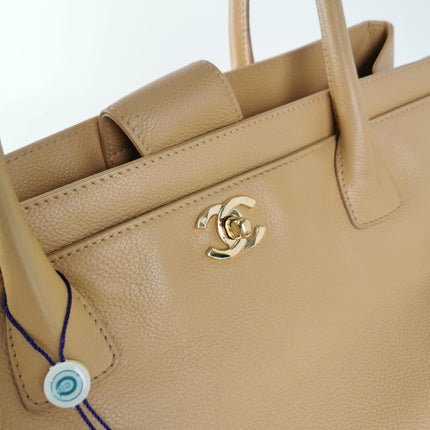 Chanel Cerf Executive Medium Beige Leather Handbag 35cm
