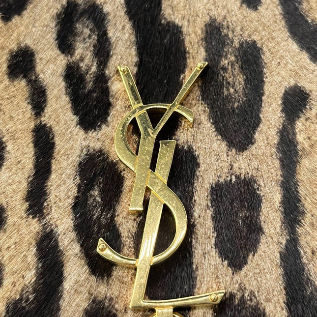 YSL Saint Laurent Kate Small Pony-style Calfskin Leather Leopard Print Tassle Crossbody Bag