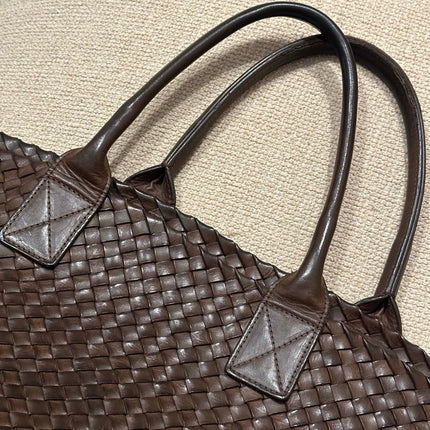 Sold Bottega Veneta Cabat Large Intreccio Leather Tote Bag Dark Chocolate Brown