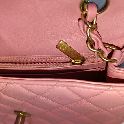 Chanel Classic Flap Rectangular Mini Pink Lambskin Leather Gold Hardware
