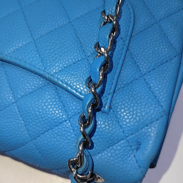 Chanel Classic Flap Rectangular Mini Blue Caviar Leather