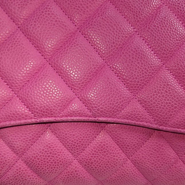 Chanel Classic Flap Jumbo Pink Caviar Leather Double Flap Silver Hardware, 2013-14