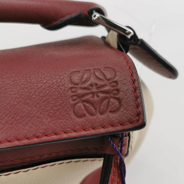 Sold Loewe Puzzle Mini Multicolor Burgundy Calfskin Leather Crossbody Bag