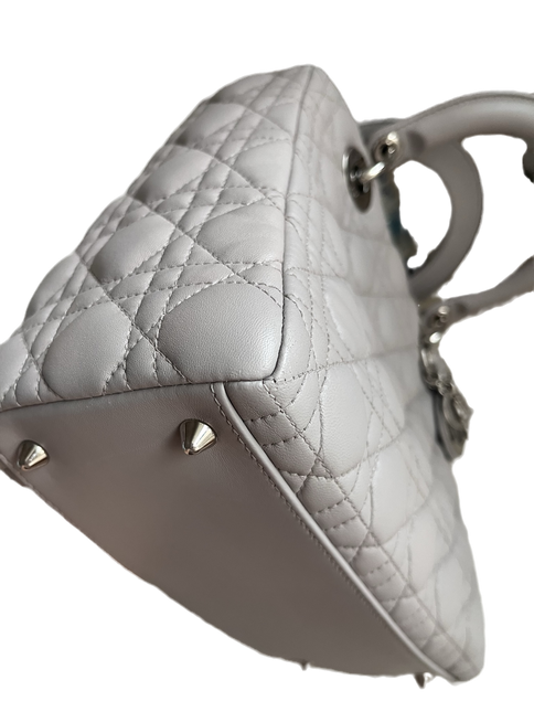 Sold Lady Dior Grey Cannage Leather Medium no strap
