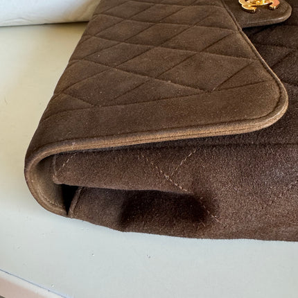 Sold Chanel Classic Flap Brown Suede Single Flap 24k Gold Plated Hardware