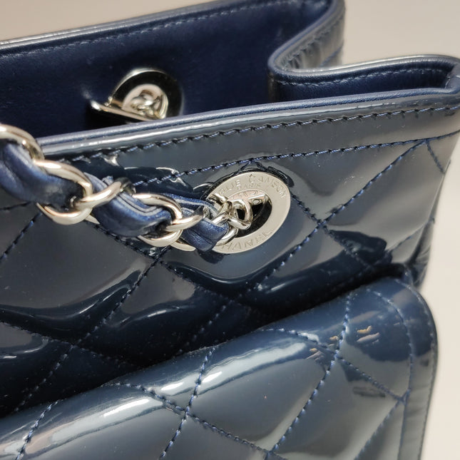 Chanel Coco Shine Small Tote Black Quilted Patent Leather Silver Hardware 2014-15