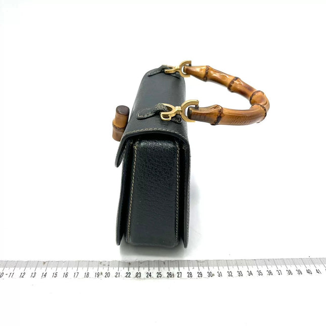 Gucci Bamboo 1947 Top Handle Bag Leather Small Dark Green