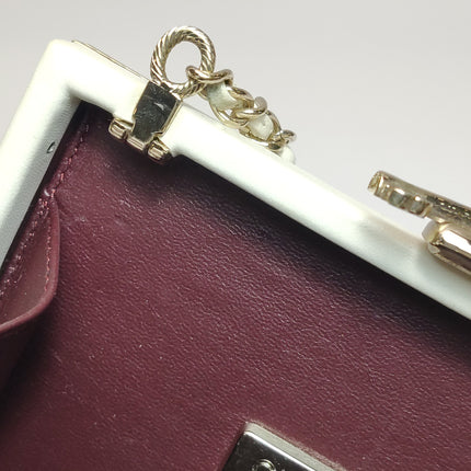 Chanel Coco in Ritz Key Card Minaudiere Limited Edition Cream White Lambskin Clutch Gold Hardware