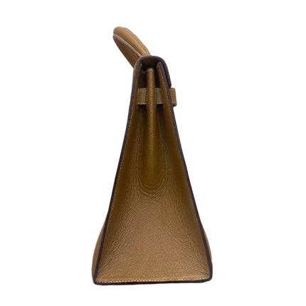 Hermes Kelly 32 Sellier Vintage Gold Epsom Leather Gold Hardware With Strap 1990