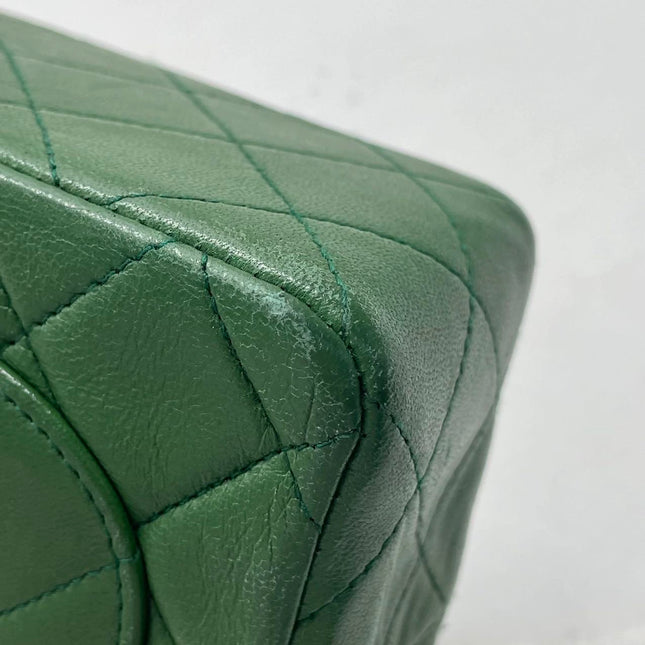 Chanel Vintage Classic Flap Mini Square Green Lambskin 24k Gold HW, 1989-1991