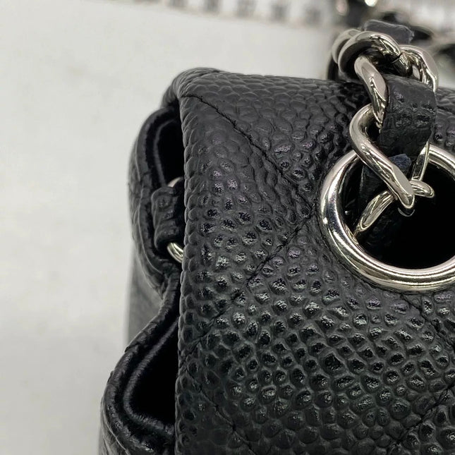 Chanel Classic Flap Mini Black Caviar Silver Hardware 2017-18