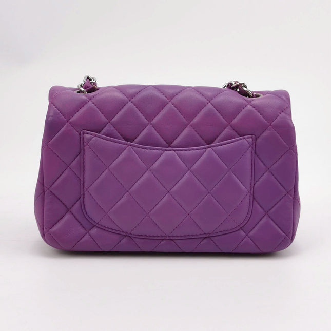 Chanel Classic Flap Mini Purple Lambskin Leather Silver Hardware