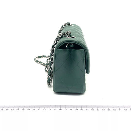 Chanel Classic Flap Mini Rectangular 2019 Green Lambskin Leather Silver Hardware