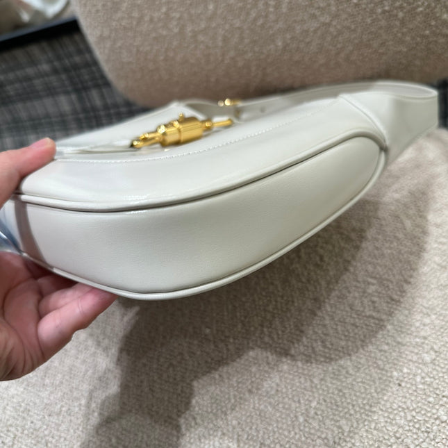 Gucci Jackie 1961 White Leather Bag with Adjustable Strap Size Small