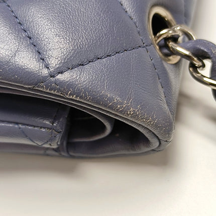 Chanel Classic Flap Maxi Ash Navy Lambskin Leather Double Flap Silver Hardware 2011