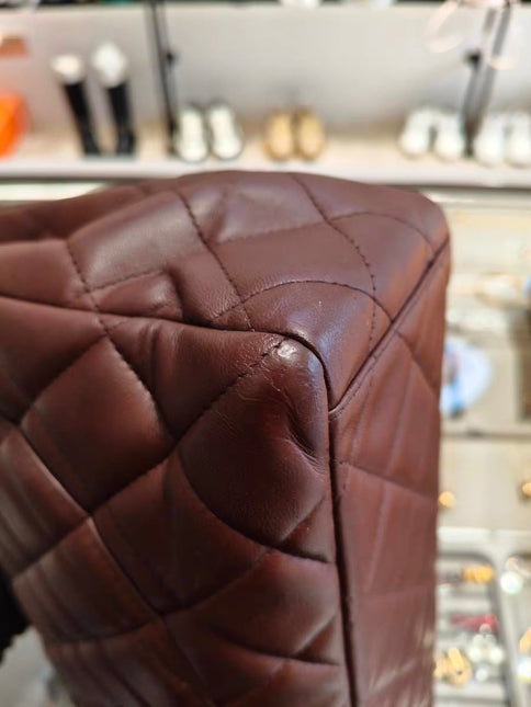 Chanel Classic Flap Maxi Chocolate Brown Lambskin Leather Single Flap Gold Hardware