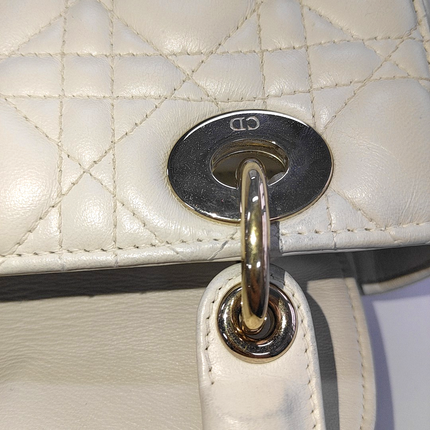 Lady Dior Small My Abcdior White Ecru Lambskin Cannage Leather