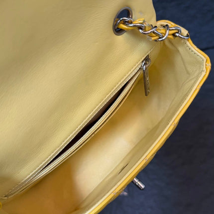 Chanel Classic Flap Rectangular Mini Yellow Patent Leather Silver Hardware, 2014-2015