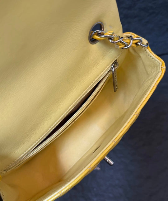 Chanel Classic Flap Rectangular Mini Yellow Patent Leather Silver Hardware, 2014-2015