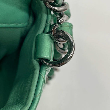 Chanel Classic Flap Rectangular Mini Green Patent Leather Silver HW