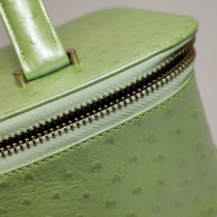 Versace Vintage Logo Sun Vanity Bag Green Calfskin Leather Gold Hardware