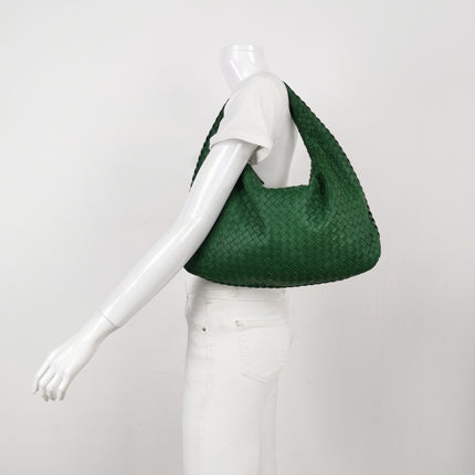 Bottega Veneta Veneta Hobo Green Intrecciato Leather Medium 40cm