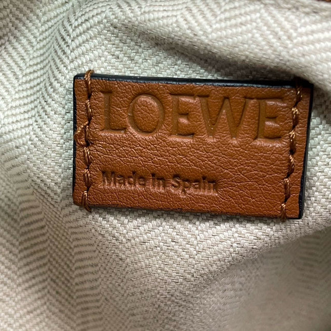 Loewe Puzzle Small Leather Woven Caramel Tan Crossbody Bag