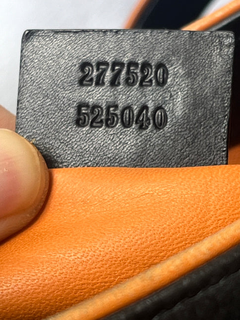 Gucci Jackie 1961 Medium Black Suede Leather with Orange Trimming Bag
