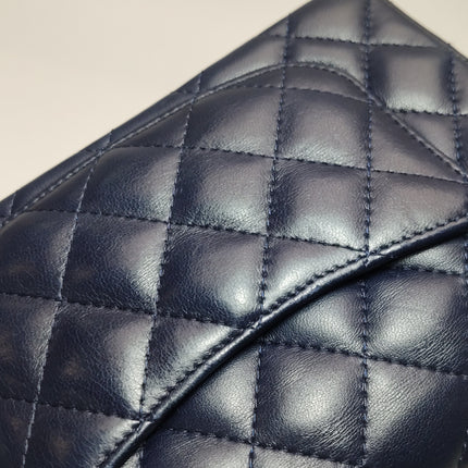 Chanel Classic Flap Mini Rectangular Navy Lambskin Leather Gold Hardware Microchip