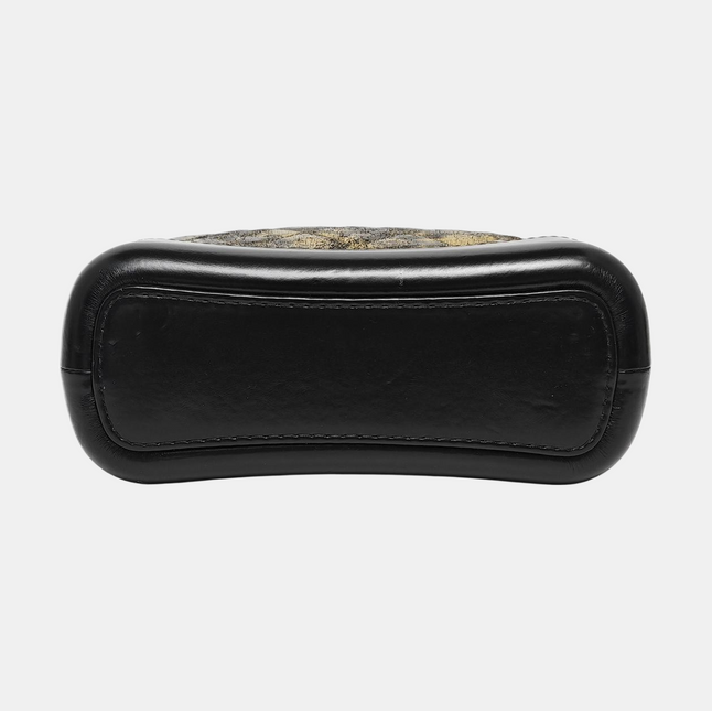 Chanel Gabrielle Small Metallic Crumpled Goatskin Quilted Black and Gold Bag