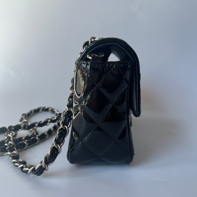 Sold Chanel Classic Flap Rectangular Mini Black Patent Leather Silver Hardware, 2012-2013