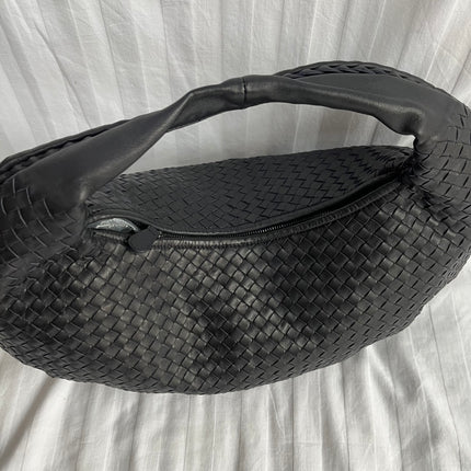 Bottega Veneta Belly Hobo Intrecciato Black Leather Maxi 50cm