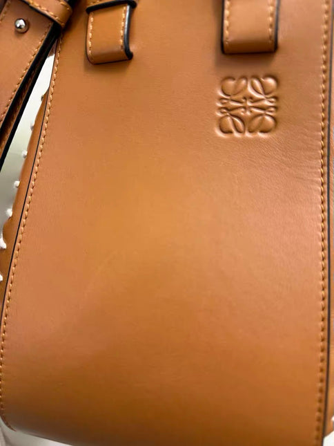 Loewe Hammock Mini Brown Leather Raffia Top Handle Crossbody Bag