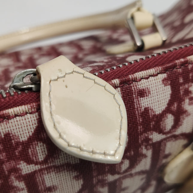 Dior No. 1 Rasta Trotter Bowling Bag Red Oblique Canvas White Patent Leather