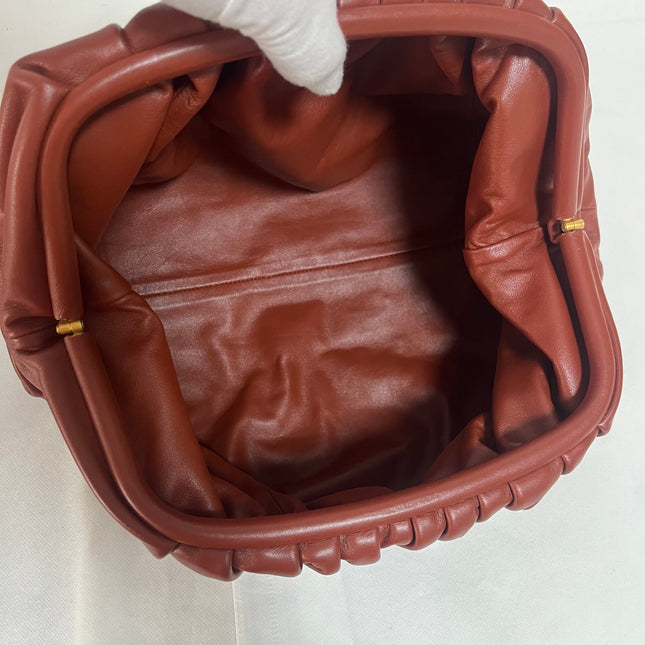 Bottega Veneta Pouch Calfskin Leather Brick Red Large