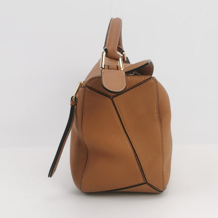 Loewe Puzzle Medium Brown Leather with Embroidered Multicolor Strap