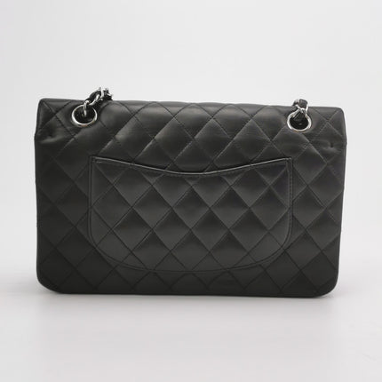 Chanel Timeless Classic Flap Medium Black Lambskin Leather Silver Hardware, 2006-08