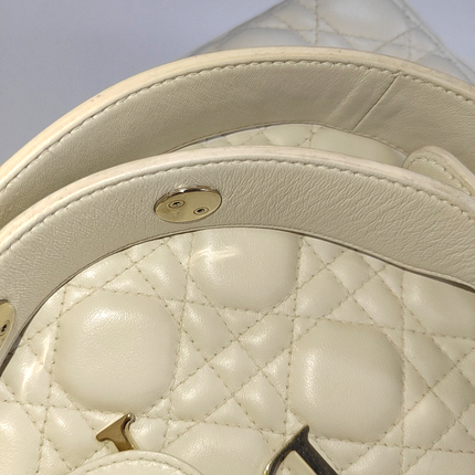 Lady Dior Small My Abcdior White Ecru Lambskin Cannage Leather