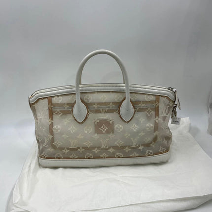 Louis Vuitton Lockit White Mesh Monogram and Leather Handbag